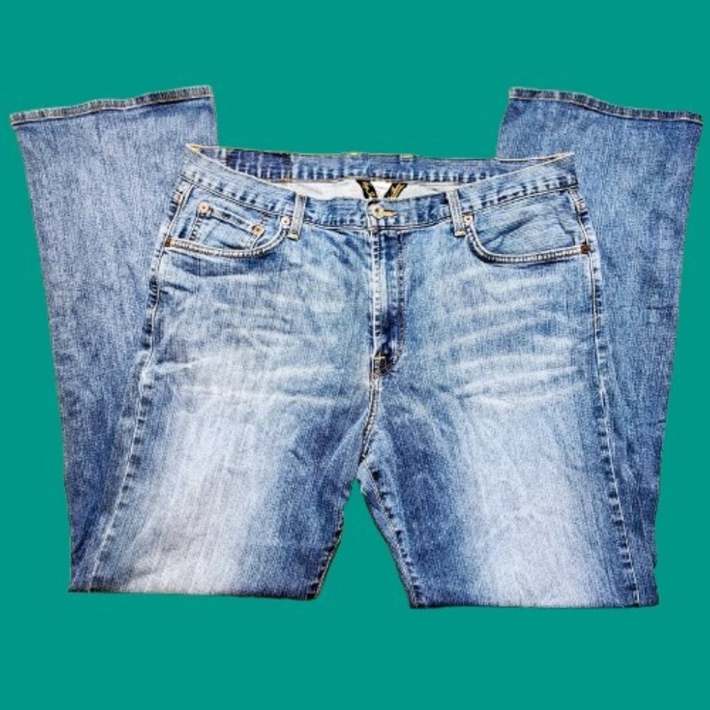 Lucky Brand Mens 36 Bootcut Blue Jeans Made in USA Vintage Wash Denim